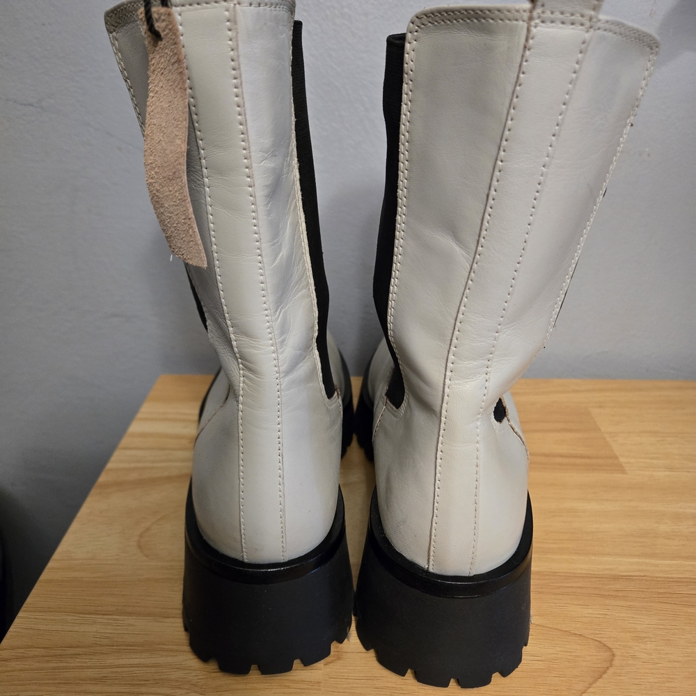 Women's White Leather Boots